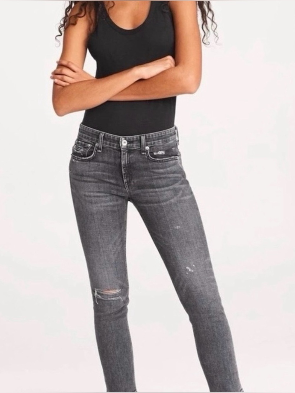 rag & bone Women's Washed Distressed Straight Leg Dre Slim Boyfriend Jeans